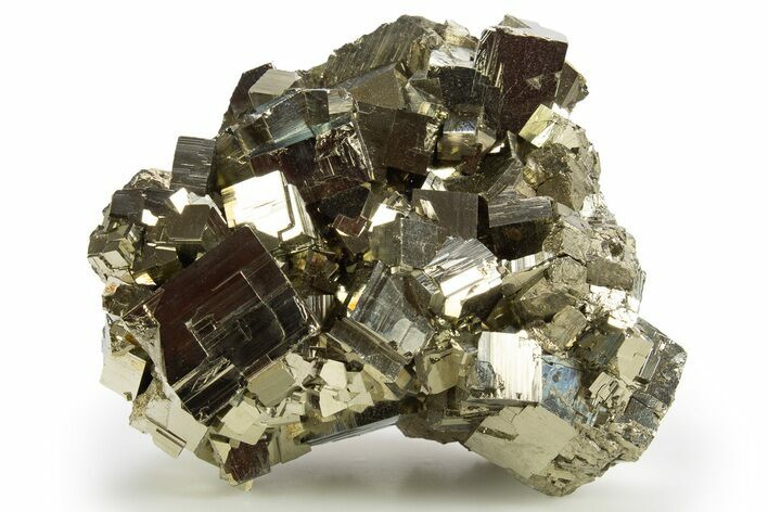 Gleaming Striated Cubic Pyrite Cluster - Peru #329296